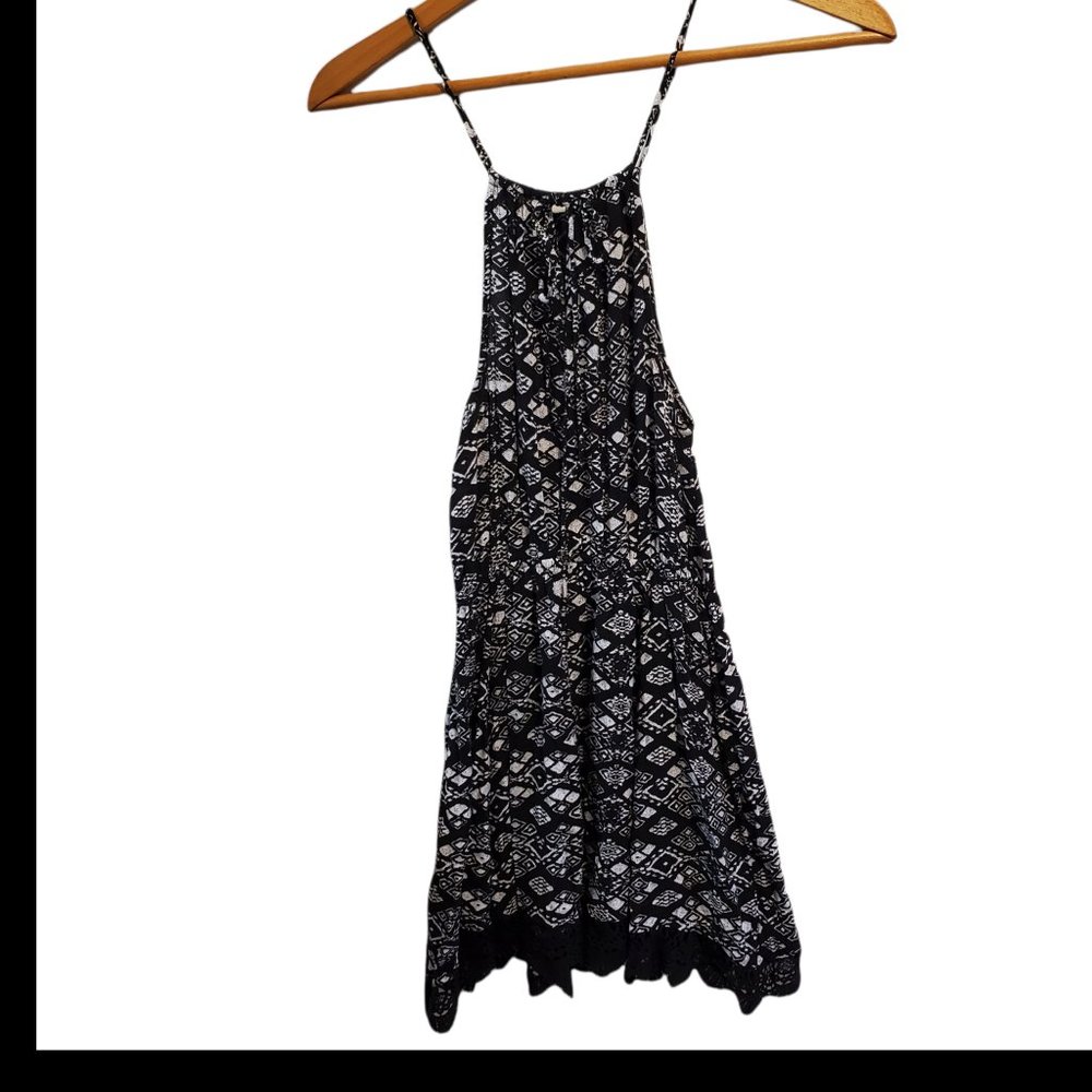 Ecote Halter Midi Dress Womens XS Black Crochet Lace‎ Flowy Festival Whimsigoth